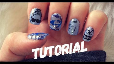 Blue Camouflage Nail Art Tutorial - YouTube