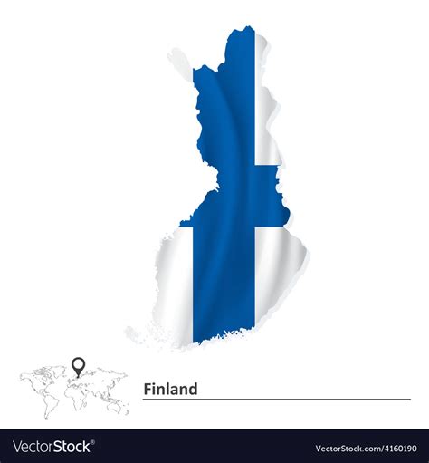 Map of finland with flag Royalty Free Vector Image