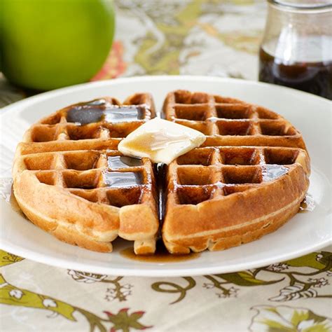 Apple Butter Waffles with Cinnamon Syrup - Real Mom Kitchen