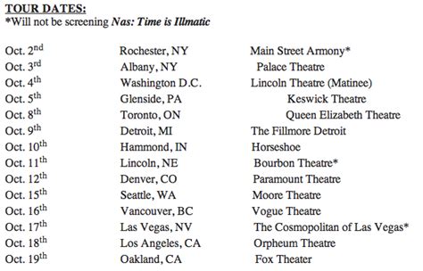 Nas 'Nas: Time Is Illmatic' Tour Dates | Rap Radar