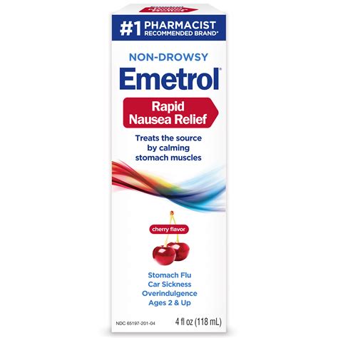 Emetrol Nausea and Upset Stomach Relief Liquid Medication, Cherry, 4 oz ...