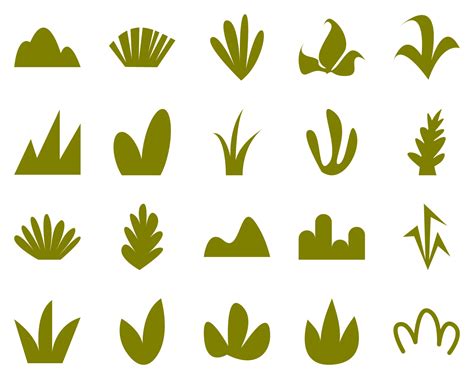 grass icon set in different shape and style. green color. isolated on ...