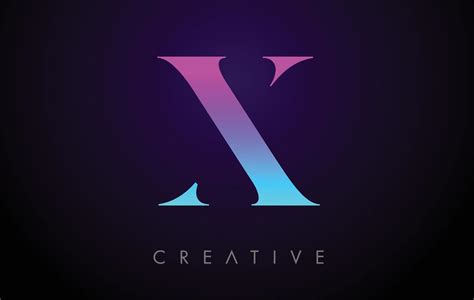 Purple Blue Neon X Letter Logo Design Concept with Minimalist Style and ...