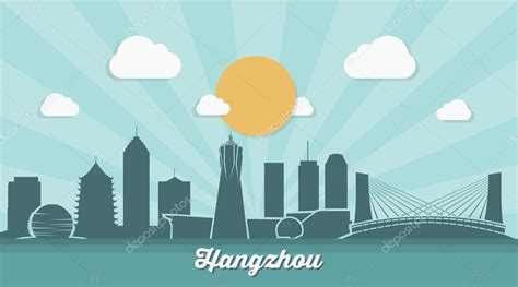 Hangzhou skyline — Stock Vector © I.Petrovic #63480763