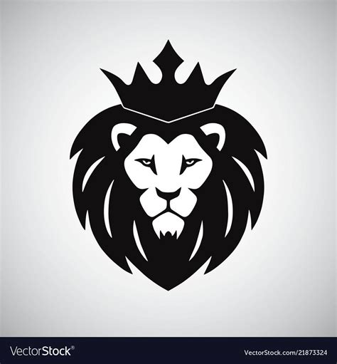 Lion king with crown logo vector image on VectorStock | Lion artwork ...