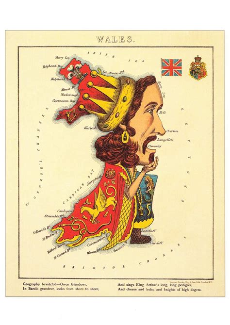 Postcard of Wales and Owen Glendower Map by Aleph | Europe - United ...