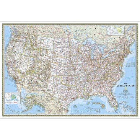 United States Political Enlarged Wall Map - Laminated (69.25 x 48 inches)