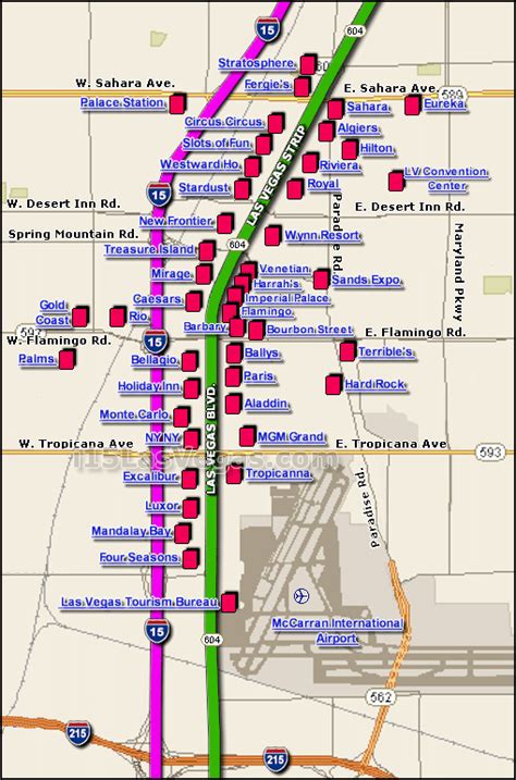 maps of dallas: Map of Las Vegas Strip