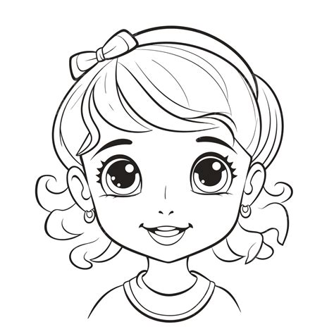 Pretty Girl Coloring Page Outline Sketch Drawing Vector, Simple Skin ...