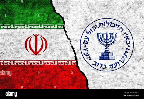 Iran and Mossad flags together. Mossad and Iran conflict. Iran and ...