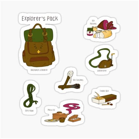 "Explorer's Pack with Inventory Items" Sticker for Sale by ...