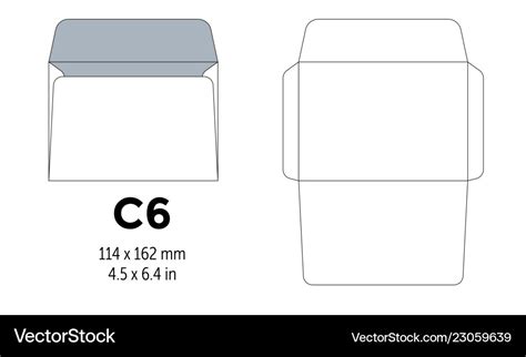 Envelope c6 template for a4 a5 paper with cut Vector Image