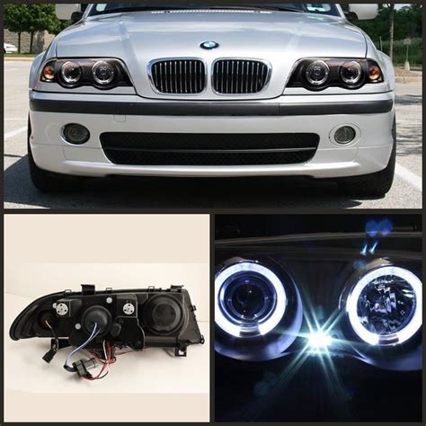 Spyder Black Projector LED Halo Headlights for 1999-2001 E46 BMW 325i ...