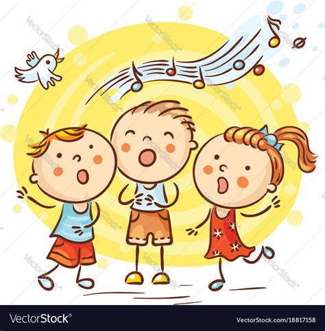 Children singing songs colorful cartoon Royalty Free Vector