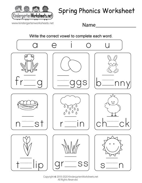 Spring Phonics Worksheet for Kindergarten | Kindergarten phonics ...