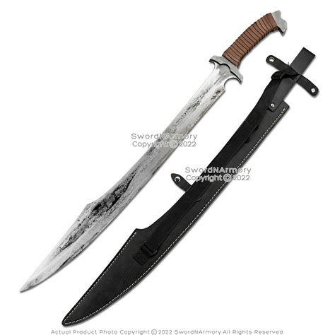 33.5" Cutlass Machete Manganese Steel Battle Ready Full Tang Leather Sheath