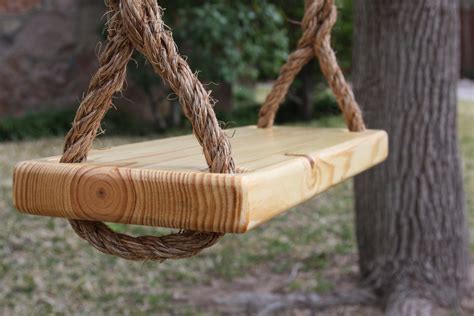 Wooden Natural 1 Pine Tree Swing Double Rope