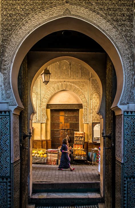 Fes, door to the old medina. - A look into the old medina in Fes ...