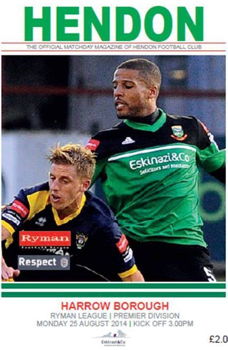 Hendon FC v Harrow Borough FC PDF Programme 2014 – 15 Season – Hendon ...