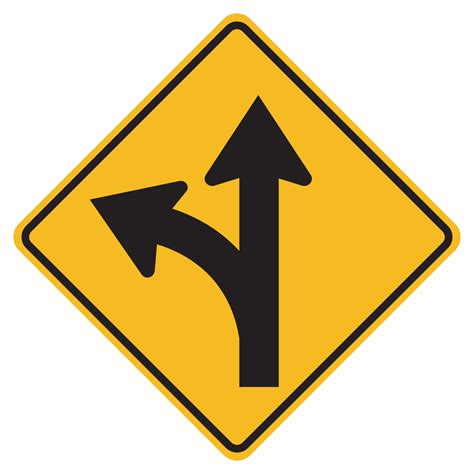 Proceed Straight or Turn left Road Sign 2279437 Vector Art at Vecteezy