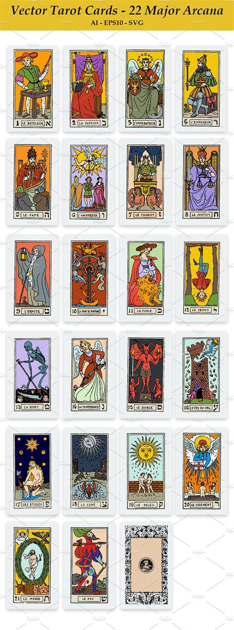 Vector Tarot Cards - 22 Major Arcana | Tarot cards major arcana, Major ...