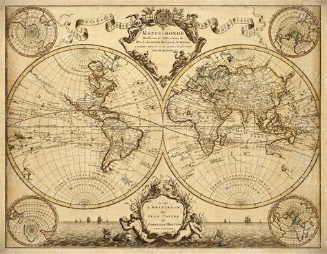 1720 Old World Map,World Map wall art, Historic Map Antique Style map ...