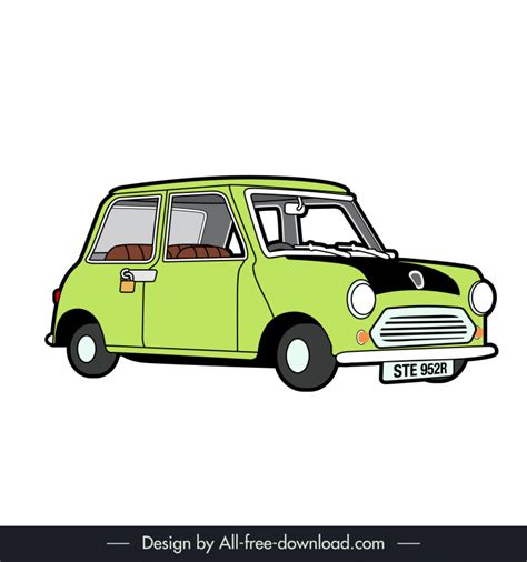 Mr bean s car in mr bean cartoon movie icon flat handdrawn classic ...