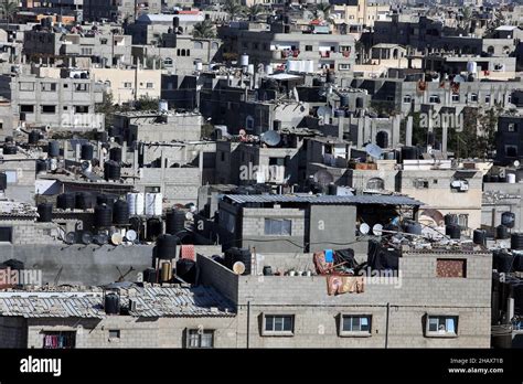 General view of Palestinian homes and buildings in the Rafah refugee ...