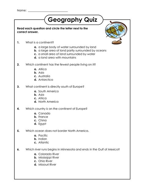 Grade 4 Geography Term 2 Worksheets