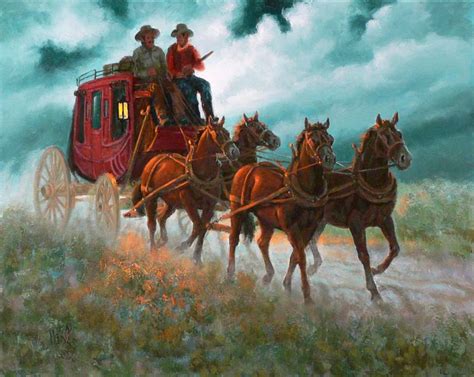 MOONLIGHT STAGECOACH Painting by john t jones | Saatchi Art