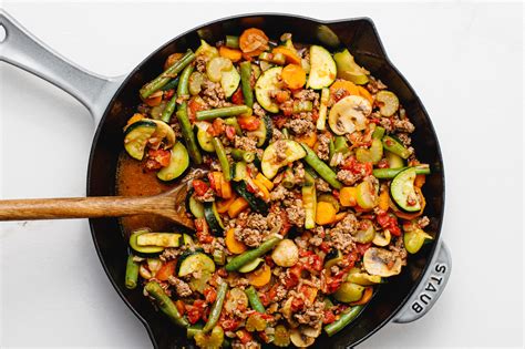 Low-Fat Skillet Ground Beef and Vegetables Recipe