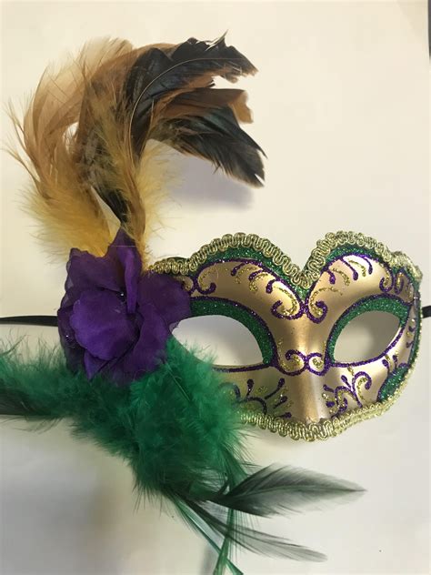 Fancy Mardi Gras Half Mask – Maskarade on Royal – New Orleans Best Mask ...