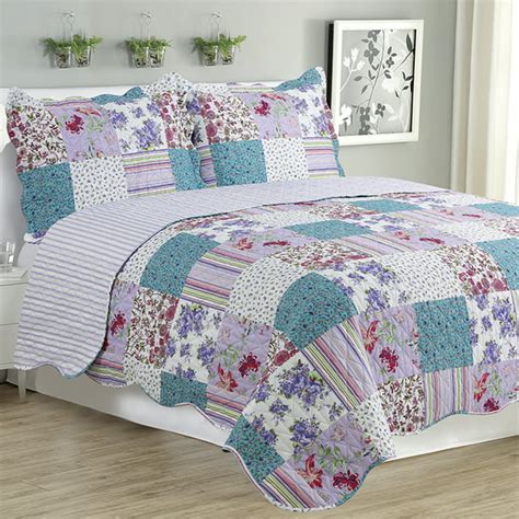 Kim - 3 Piece Quilt Set queen & king size - Purple - Walmart.com ...