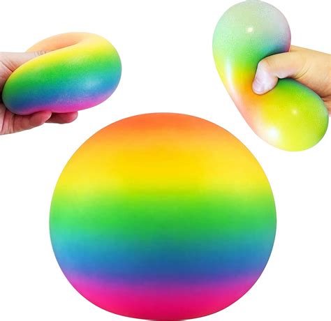 Amazon.com: Giant Rainbow Squishy Stress Balls for Kids Teens Adults, 3 ...