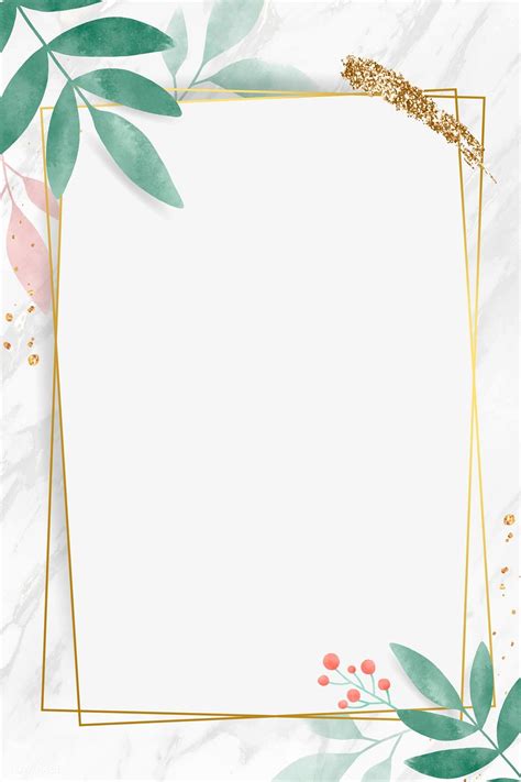 Golden rectangle with watercolor leafy frame vector | premium image by ...