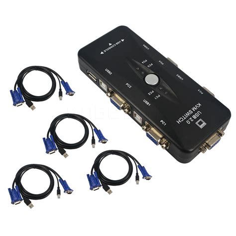 USB KVM 4 Ports Selector VGA Print Auto Switch Moniter Box VGA Splitter ...