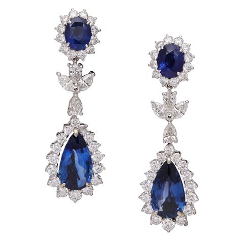 Open Blue Sapphire and Diamond Earrings For Sale at 1stDibs