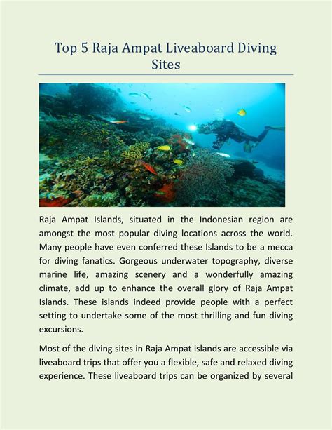 Top 5 raja ampat liveaboard diving sites by David James - Issuu