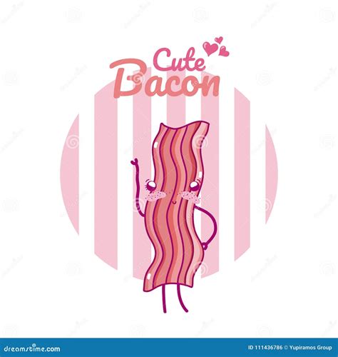 Cute bacon kawaii cartoon stock vector. Illustration of happy - 111436786