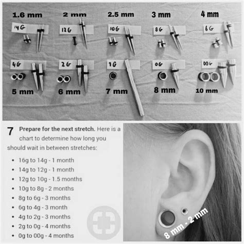 ear stretching sizes / guide | Ear piercings gauges, Stretched ear ...