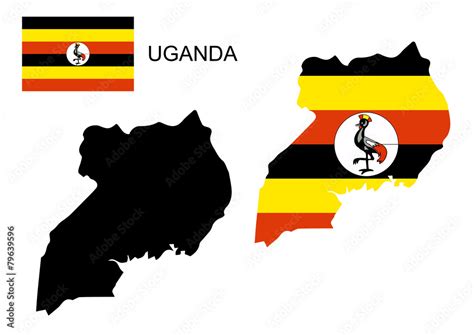 Uganda map and flag vector, Uganda map, Uganda flag Stock Vector ...