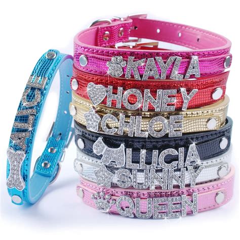 Bling Personalized Dog Collar Rhinestone Customized Buckle Free Name ...