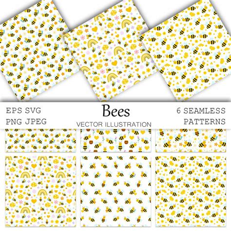 Bees pattern. Honey pattern. Bee SVG – MasterBundles