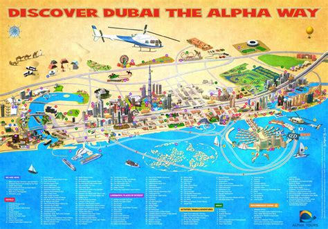 Dubai map, Travel infographic, Dubai tourist map