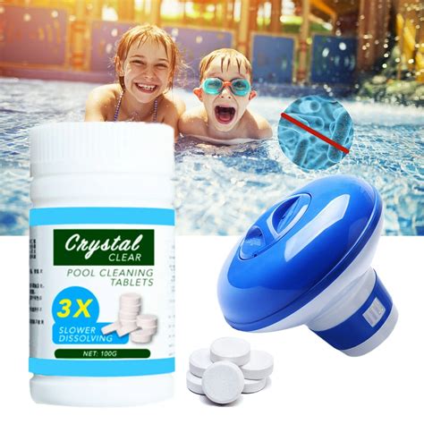 Swimming Pool Chlorine Tablets with Floating Chlorine Dispenser (100g ...