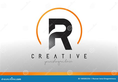 R Letter Logo Design with Black Orange Color. Cool Modern Icon T Stock ...