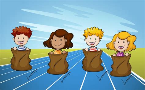 Jumping Sack Racing on Running Track 432977 Vector Art at Vecteezy