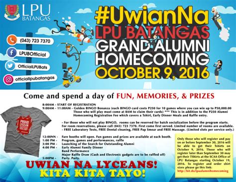 LPU Batangas Grand Alumni Homecoming Pre-Registration | Lyceum of the ...