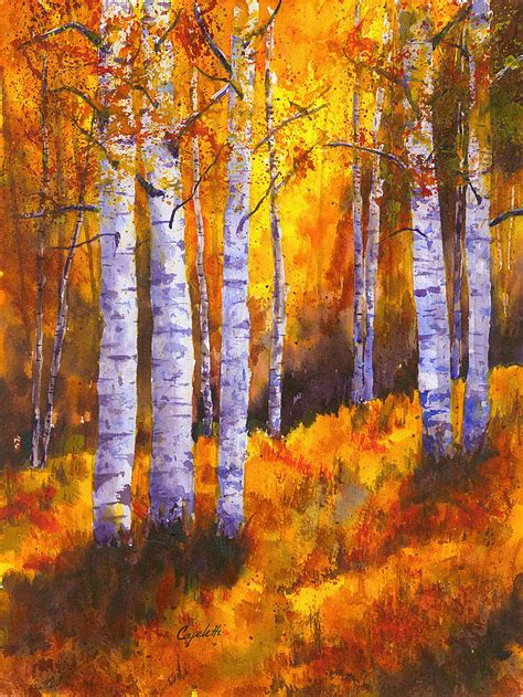 Aspen Trees Painting by Barb Capeletti