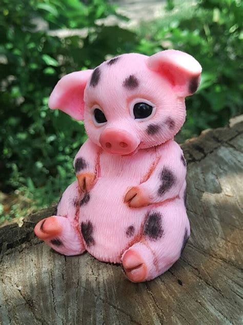 Fat pig pink pig Polymer clay charm handmade pig charm or | Etsy